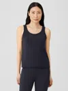Eileen Fisher Pima Cotton Stretch Jersey Scoop Neck Tank In Black