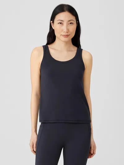 Eileen Fisher Pima Cotton Stretch Jersey Scoop Neck Tank In Black