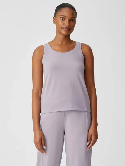 Eileen Fisher Pima Cotton Stretch Jersey Scoop Neck Tank In Purple