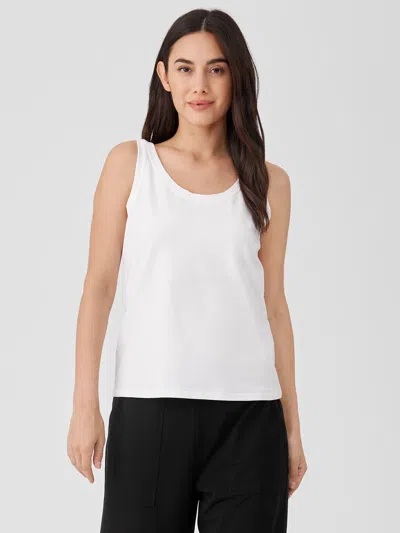 Eileen Fisher Pima Cotton Stretch Jersey Scoop Neck Tank In White