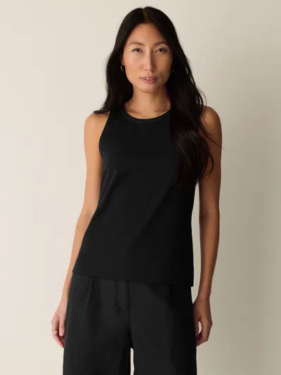 Eileen Fisher Pima Cotton Stretch Jersey Slim Tank In Black