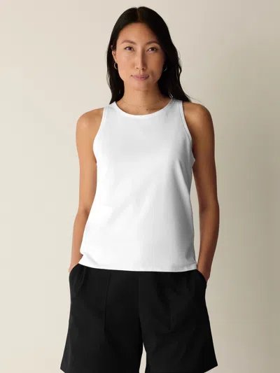 Eileen Fisher Pima Cotton Stretch Jersey Slim Tank In White