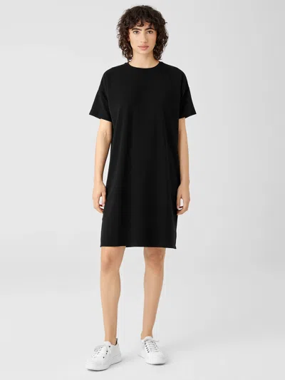 Eileen Fisher Pima Cotton Stretch Jersey T-shirt Dress In Black