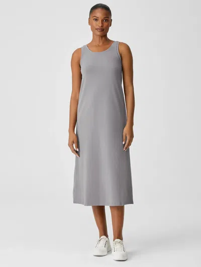 Eileen Fisher Pima Cotton Stretch Jersey Tank Dress In Gray