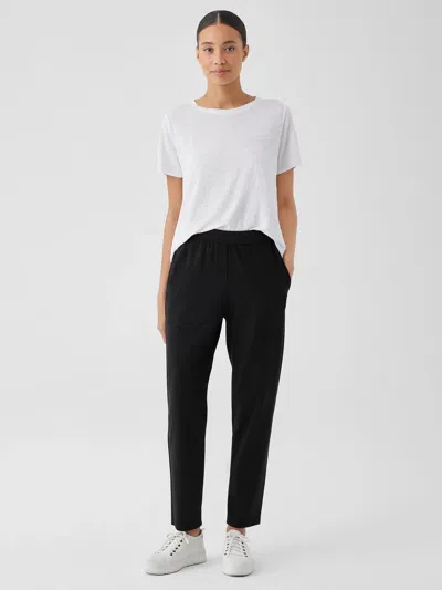 Eileen Fisher Pima Cotton Stretch Jersey Tapered Pant In Black