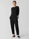 Eileen Fisher Pima Cotton Stretch Jersey Tapered Pant In Black