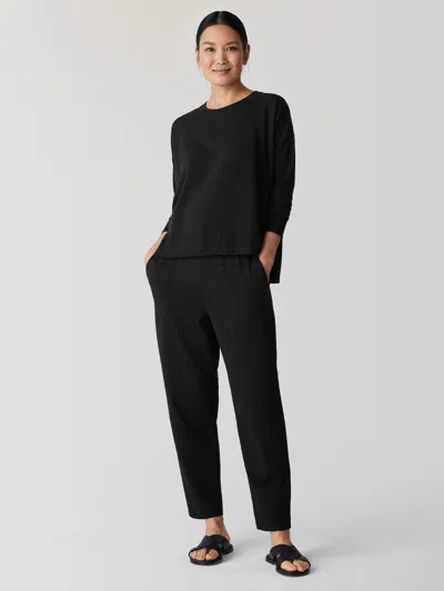 Eileen Fisher Pima Cotton Stretch Jersey Tapered Pant In Black