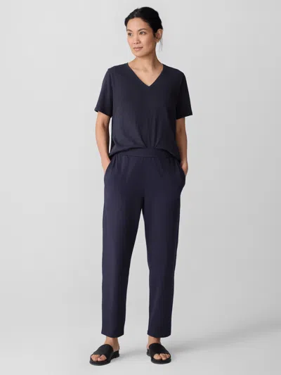 Eileen Fisher Pima Cotton Stretch Jersey Tapered Pant In Blue