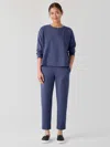 Eileen Fisher Pima Cotton Stretch Jersey Tapered Pant In Blue