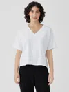 Eileen Fisher Organic Pima Cotton Jersey V-neck Tee In White