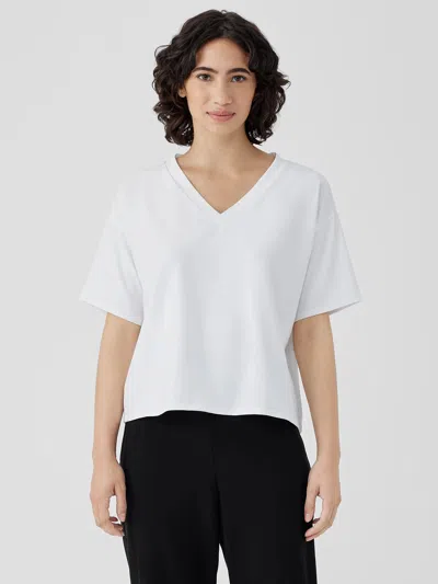 EILEEN FISHER PIMA COTTON STRETCH JERSEY V-NECK TEE