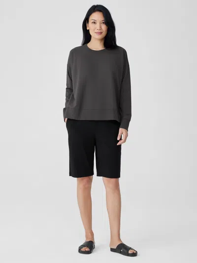 Eileen Fisher Pima Cotton Stretch Jersey Walking Shorts In Gray