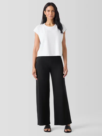 Eileen Fisher Pima Cotton Stretch Jersey Wide-leg Pant In Black