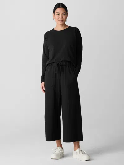 Eileen Fisher Pima Cotton Stretch Jersey Wide-leg Pant In Black