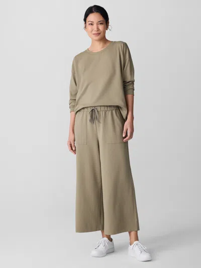 Eileen Fisher Pima Cotton Stretch Jersey Wide-leg Pant In Green