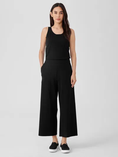 Eileen Fisher Pima Cotton Stretch Jersey Wide-leg Pant In Black
