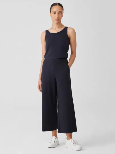 Eileen Fisher Pima Cotton Stretch Jersey Wide-leg Pant In Blue