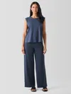 Eileen Fisher Pima Cotton Stretch Jersey Wide-leg Pant In Blue