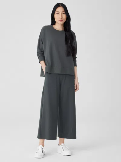 Eileen Fisher Pima Cotton Stretch Jersey Wide-leg Pant In Black
