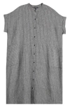 Eileen Fisher Puckered Organic Linen Shirtdress In White