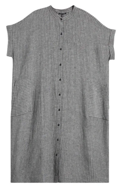 Eileen Fisher Puckered Organic Linen Shirtdress In White