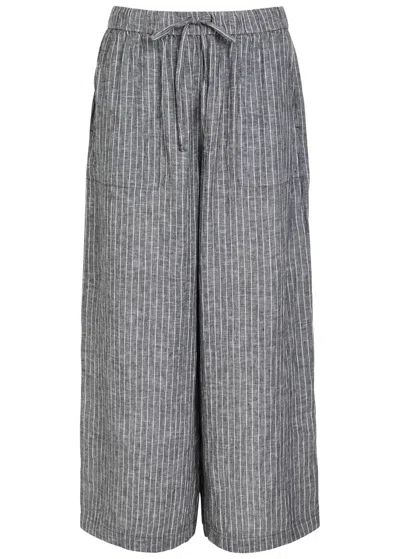 Eileen Fisher Pinstriped Cropped Linen Trousers