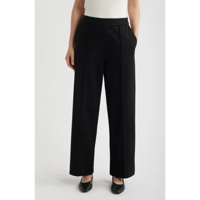 Eileen Fisher Pintuck High Waist Wide Leg Pants In Black