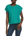 Eileen Fisher Boxy Short-sleeve Crewneck Top In Green