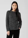 Eileen Fisher Plaited Cotton And Recycled Cashmere Sweater In Black
