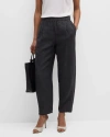 Eileen Fisher Pleated Cropped Organic Linen Lantern Pants In Geranium