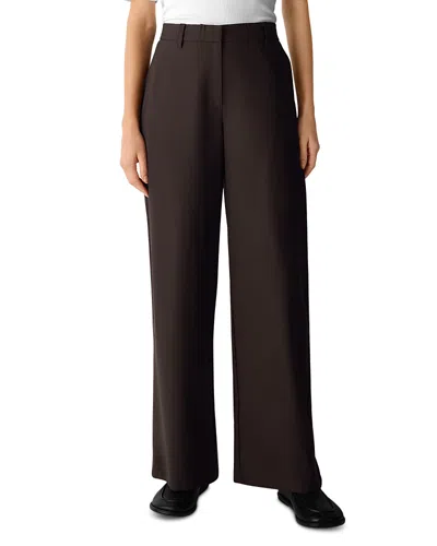 Eileen Fisher Pleated Cropped Wide Leg Pants In Brown