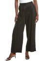 Eileen Fisher Pleated Front Linen Wide Leg Pant In Black