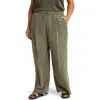 Eileen Fisher High-rise Wide-leg Garment-dyed Pants In Grove