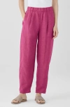 EILEEN FISHER PLEATED LINEN ANKLE LANTERN PANTS