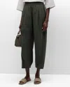 Eileen Fisher Pleated Organic Cotton Poplin Lantern Pants In Seaweed