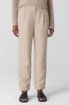 Eileen Fisher Pleated Organic Linen & Silk Ankle Pants In Wheat