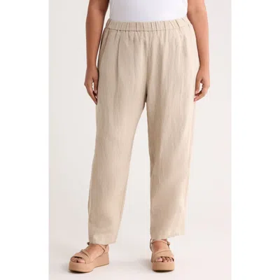 Eileen Fisher Pleated Organic Linen Ankle Lantern Pants In Neutral