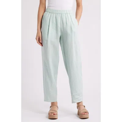 Eileen Fisher Pleated Organic Linen Lantern Pants In Absinthe