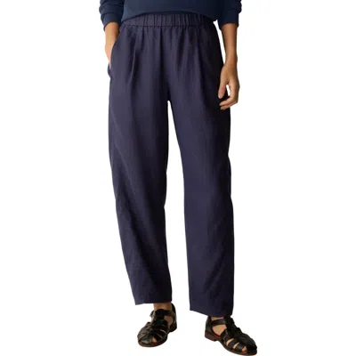 Eileen Fisher Pleated Organic Linen Lantern Pants In Black