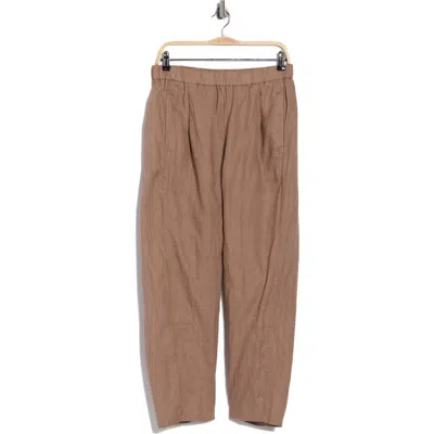 Eileen Fisher Pleated Organic Linen Lantern Pants In Burgundy