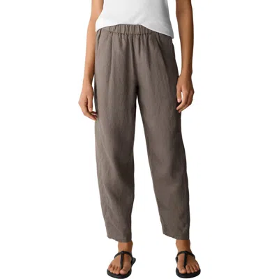 Eileen Fisher Pleated Organic Linen Lantern Pants In Gray