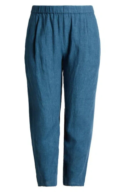 Eileen Fisher Pleated Organic Linen Lantern Pants In Harbor
