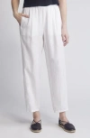 Eileen Fisher Pleated Organic Linen Lantern Pants In White