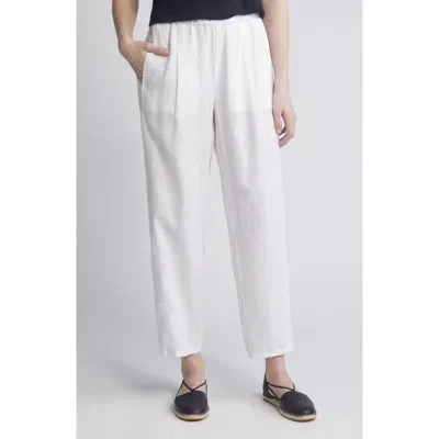 Eileen Fisher Organic Linen Ankle Pleated Lantern Pants In White