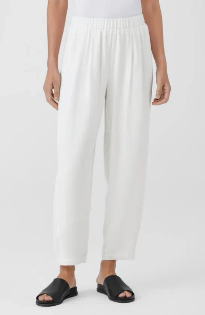 Eileen Fisher Cropped Straight-leg Silk Pants In White