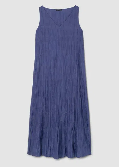 Eileen Fisher Pleated Silk Dress In Bluette