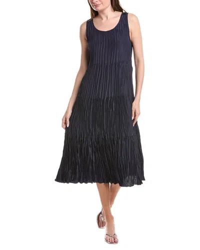 Eileen Fisher Pleated Silk Flare Dress In Black