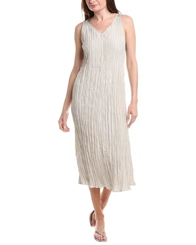 Eileen Fisher Pleated Silk Flare Dress In White