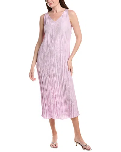 Eileen Fisher Pleated Silk Flare Dress In Purple