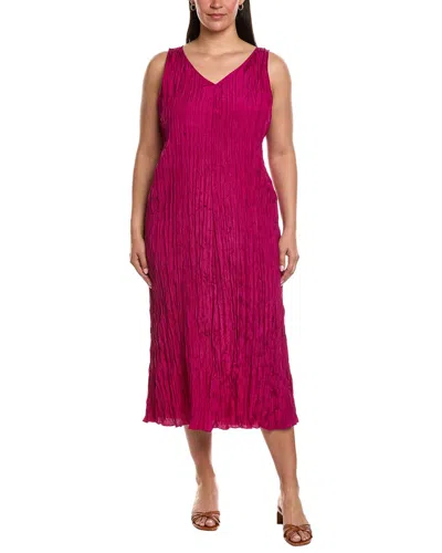 Eileen Fisher Pleated Silk Flare Dress In Multi